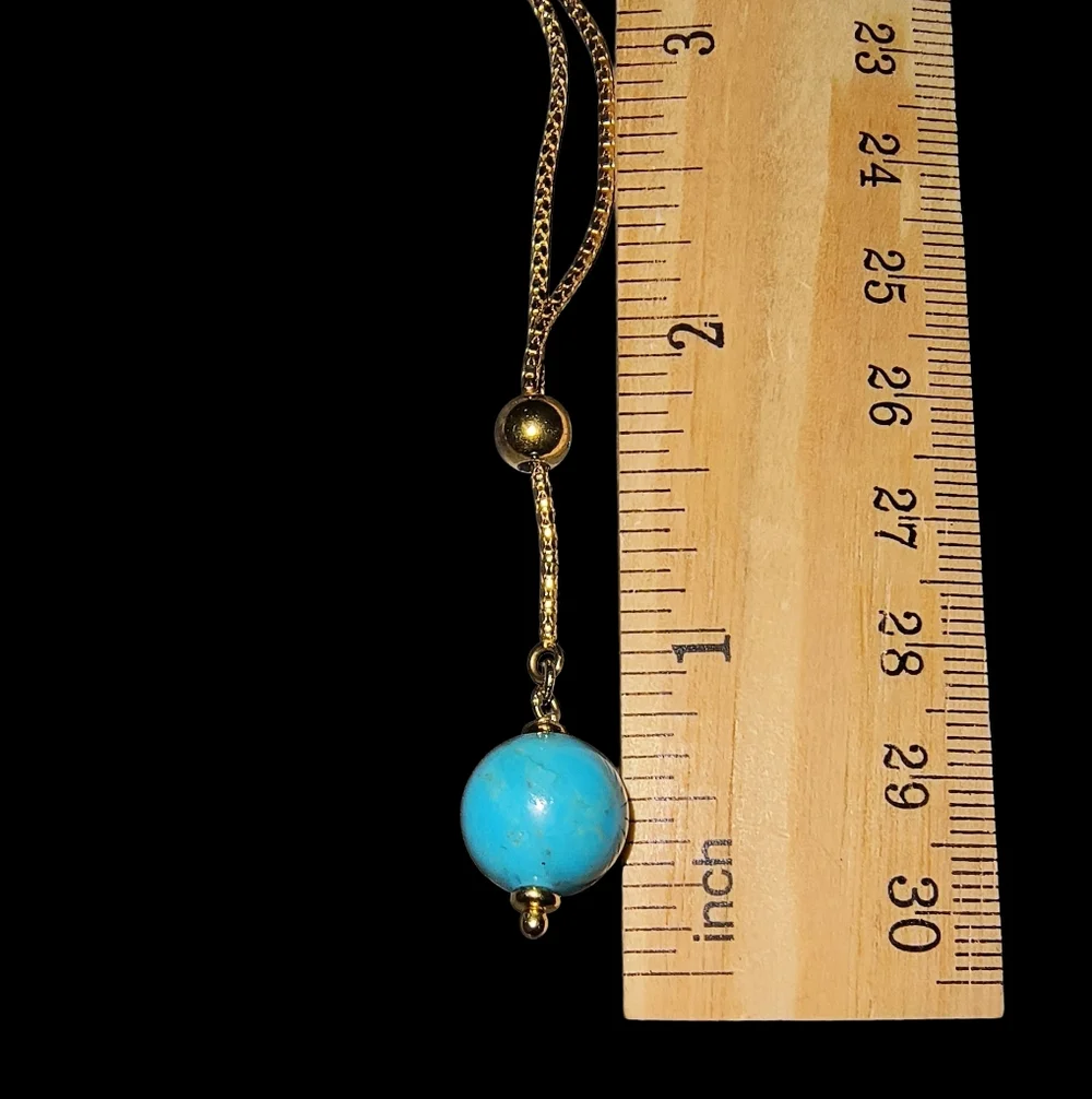 Milor Italy Turquoise And 14K Gold Over Sterling Silver Lavalier Style Necklace